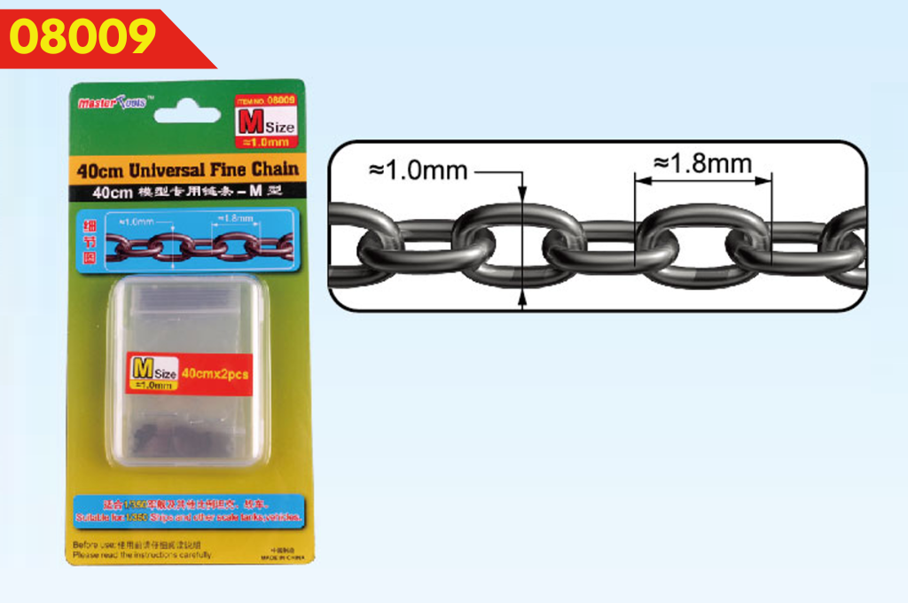 40cm Universal Fine Chain M Size 1.0x1.8mm