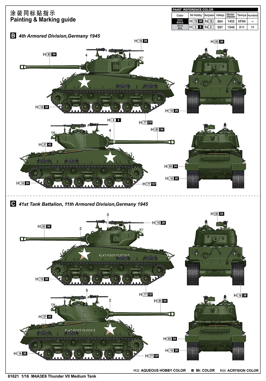 1:16 M4A3E8 Thunder VII Medium Tank