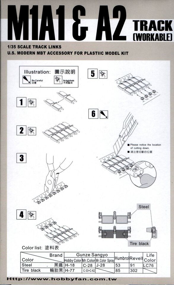 1:35 WORKABLE T-158 Track for US MBT M1A1, M1A2