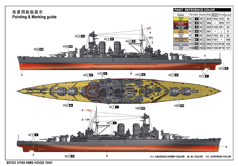 1:700 Top Grade HMS HOOD 1941