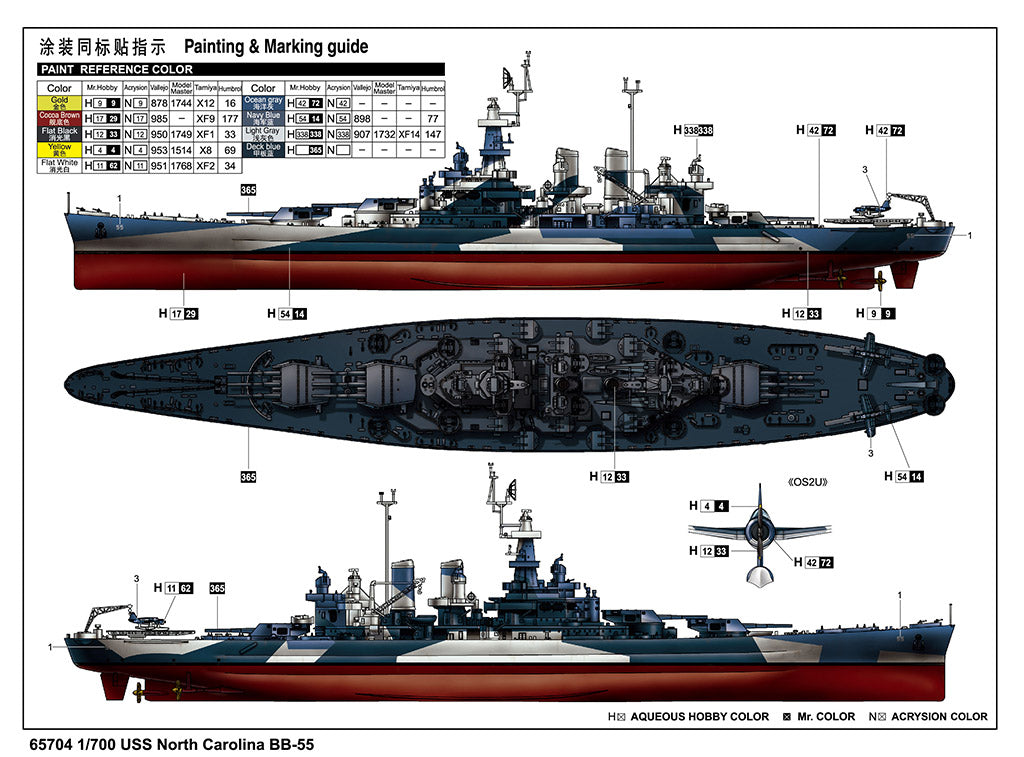 1:700 Top Grade North Carolina BB-55