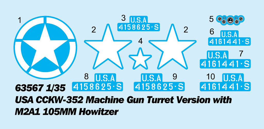 1:35 USA CCKW-352 Machine Gun Turret Version and M2A1 105MM Howitzer