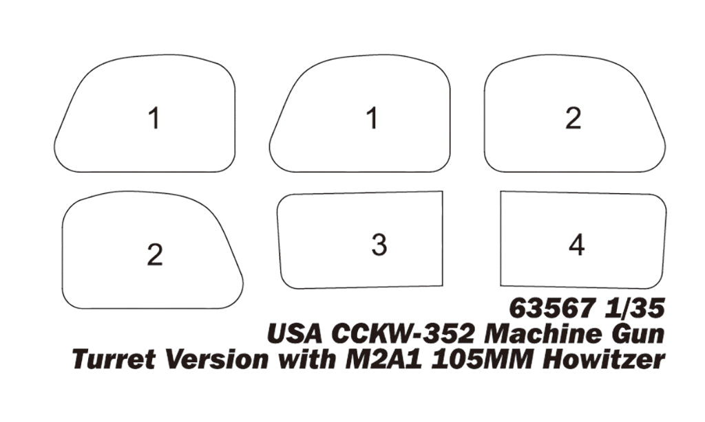 1:35 USA CCKW-352 Machine Gun Turret Version and M2A1 105MM Howitzer