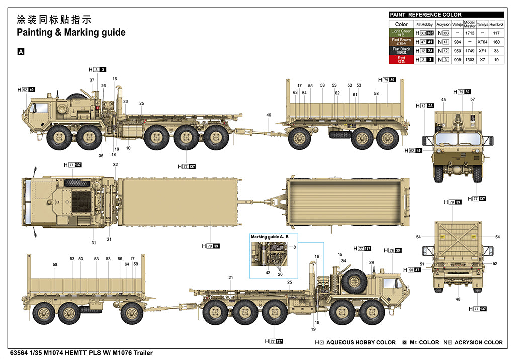 1:35 M1074 HEMTT PLS W/ M1076 Trailer
